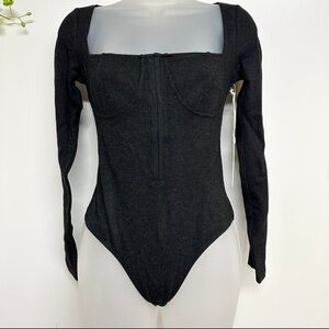 Capulet by Anthropologie black ribbed bodysuit, women’s size small, NEW